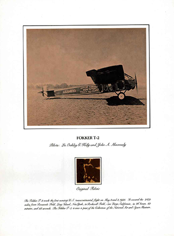 Genuine Piece of the Original Fabric on an Impressive Certificate Fokker T-2 